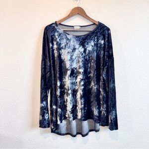 Baea Los Angeles Black Silver Velvet Boho Goth Grunge Top XXL 2XL Stretch Tee